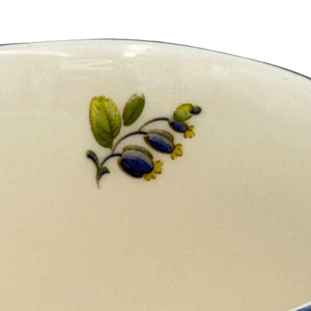 Vtg Nikko Blue Peony Floral Polka Dot Tea Cup and Saucer Swirl Set of 2 READ